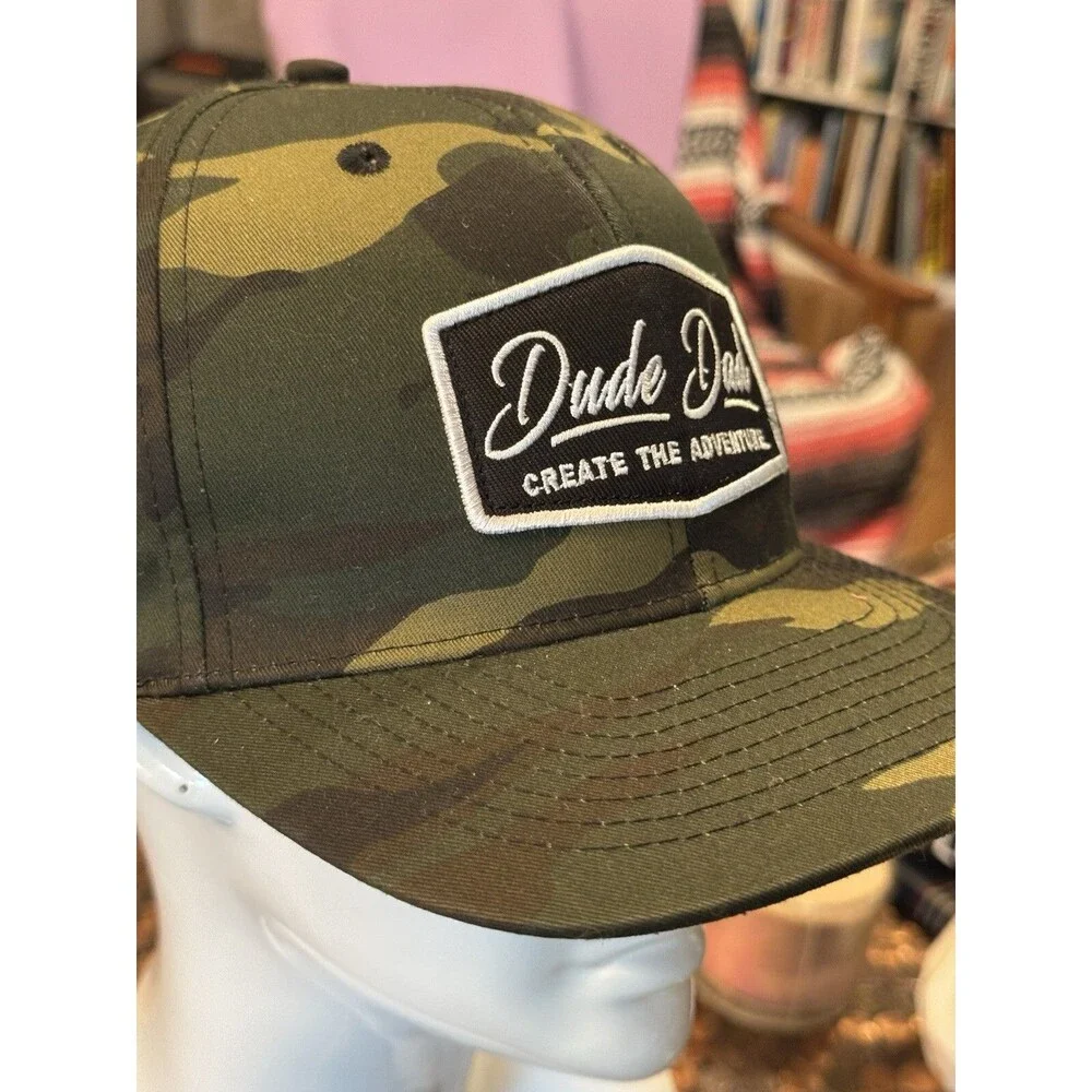 Dude Dad Create The Adventure Camo Snap Back Hat Cap-One Size Fits All